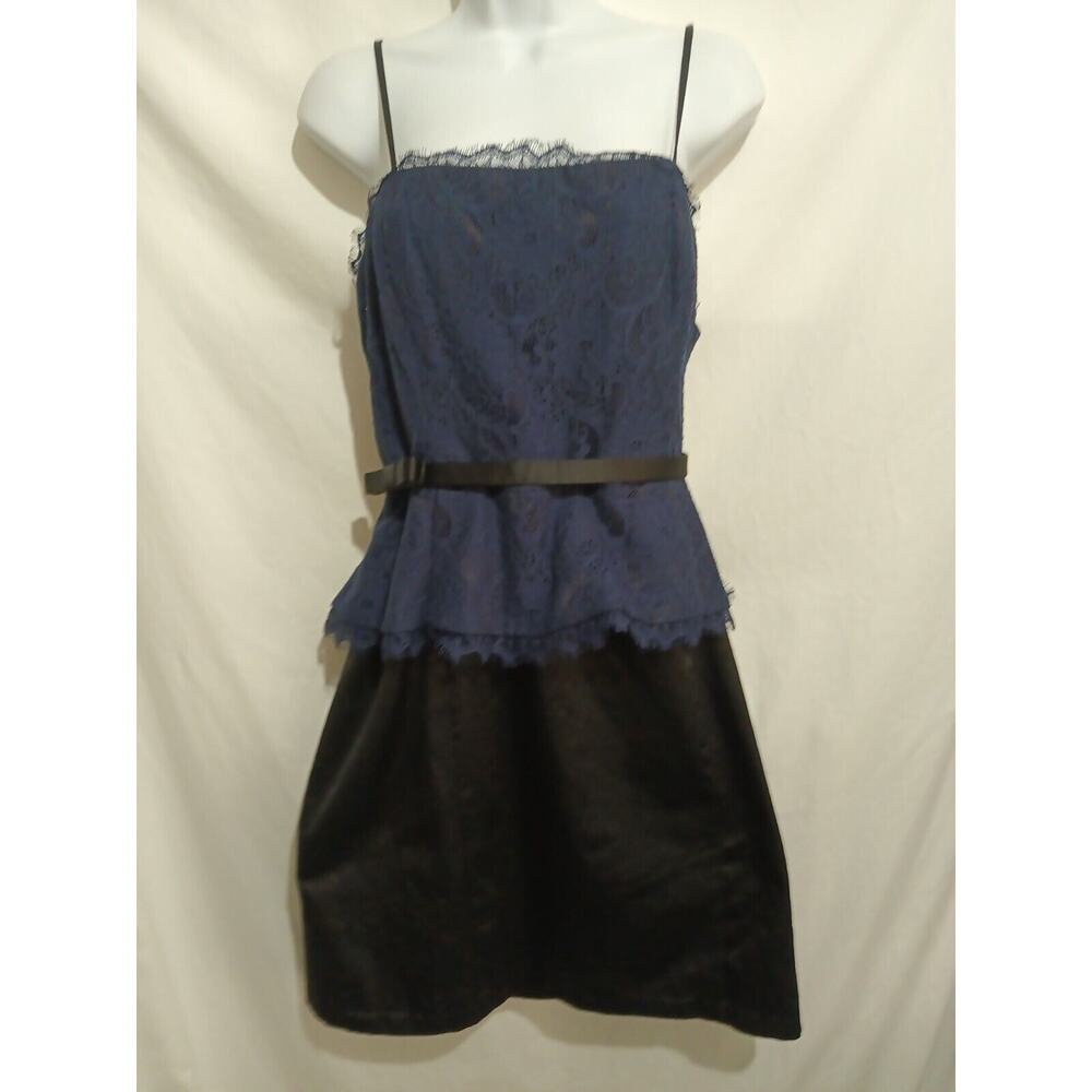 Kate Young Size 16 Navy Lace Black Spaghetti Strap Semi-formal Dress